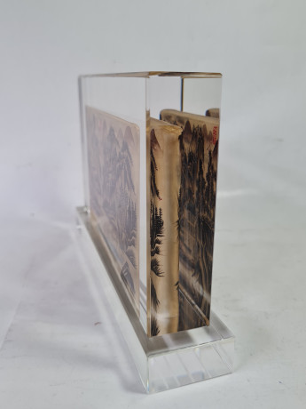 Декоративная 3Д картина в стекле "Горный пейзаж. Китай", 18,5 x 3 x 11,5 см, Германия, 1960-70гг.