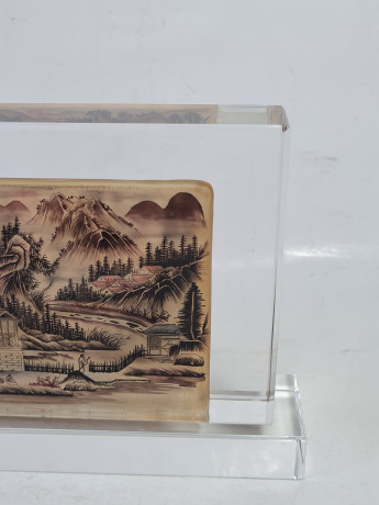 Декоративная 3Д картина в стекле "Горный пейзаж. Китай", 18,5 x 3 x 11,5 см, Германия, 1960-70гг.