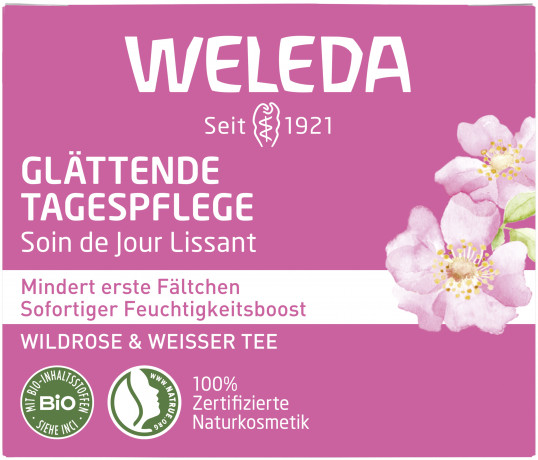 WELEDA Glaettende Tagespflege, 40 ml, Разглаживающий дневной крем с дикой розой и белым чаем при первых признаках старения, 40 мл