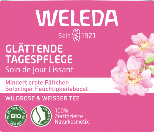 WELEDA Glaettende Tagespflege, 40 ml, Разглаживающий дневной крем с дикой розой и белым чаем при первых признаках старения, 40 мл