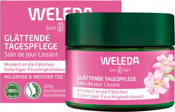 WELEDA Glaettende Tagespflege, 40 ml, Разглаживающий дневной крем с дикой розой и белым чаем при первых признаках старения, 40 мл