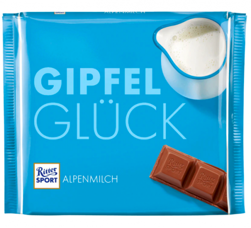 Ritter Sport Schokolade Alpenmilch 250g, Риттер Спорт Молочный шоколад 250г