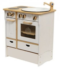 Erst-Holz Kinderkuche weiss hochwertig Massivholz liebevoll gestaltete Spielkuche Детская кухня белого цвета из высококачественного массива дерева