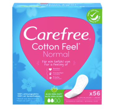 Carefree Slipeinlage Cotton Aloe Normal 56 St, Карефри Прокладки ежедневные Нормал с алоэ, 56шт, 3 упаковки (168 шт)