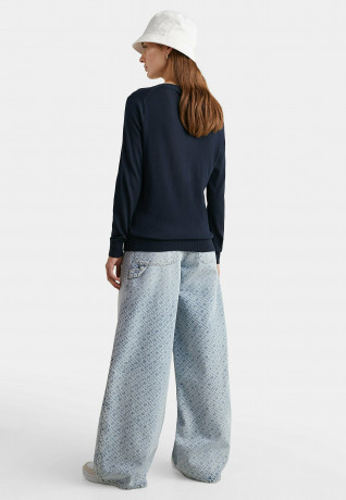 Tommy Hilfiger FLAG V-NECK  Jumper desert sky ФЛАГ V-ОБРАЗНЫЙ ВЫРЕЗ джемперы небо пустыни