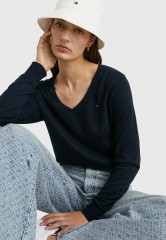 Tommy Hilfiger FLAG V-NECK Jumper desert sky ФЛАГ V-ОБРАЗНЫЙ ВЫРЕЗ джемперы небо пустыни