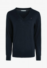Tommy Hilfiger FLAG V-NECK Jumper desert sky ФЛАГ V-ОБРАЗНЫЙ ВЫРЕЗ джемперы небо пустыни