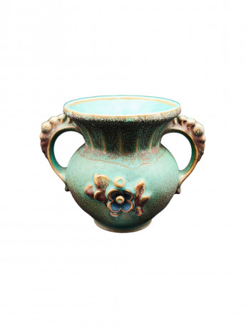 Ваза для цветов среднего размера, винтажная, турецкая керамика, с объемным декором, 17 х 13 см, Турция, 1970-80гг.