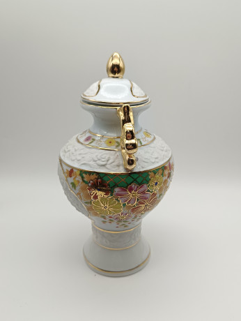 Ваза винтажная большая Im Stil KPM Bavaria в античном стиле, с двумя ручками, цветочный декор с позолотой, фарфор, 21 см, Германия, 1970-80гг.