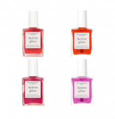 Manucurist Active Glow Set Набор 4 шт х 15 мл укрепляющих лаков для ногтей, ягодные оттенки Raspberry, Cranberry, Blueberry, Grape, эффект геля и сияния