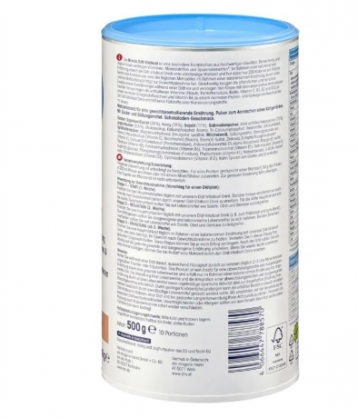 Mivolis Diat Vitalkost Schoco 500g, Диетический коктейль для снижения веса порошок для замены питания, белок и витамины, вкус шоколад