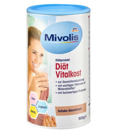 Mivolis Diat Vitalkost Schoco 500g, Диетический коктейль для снижения веса порошок для замены питания, белок и витамины, вкус шоколад