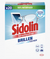 Sidolin Brillenputztucher Streifenfrei, 20 х 3stk Салфетки для очков, 20 шт x 3 упаковки 1