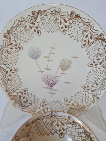 Bareuther Винтажное Чайное трио "Флора" и обильным позолоченным узором, Германия, 1960-70гг.