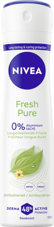 NIVEA Fresh Pure Deodorant Spray, 150 ml, Нивеа Дезодорант спрей, аромат жасмина, 0% алюминия, формула INFINIFRESH, 48ч защита, 150 мл