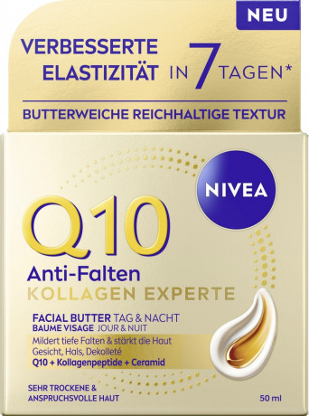 NIVEA Q10 Anti-Falten Kollagen Experte Facial Butter, 50 ml, Нивеа масло-бальзам для лица витамин E, коэнзим Q10, масло ши против морщин 50 мл