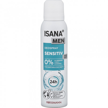 ISANA MEN Deospray Sensitiv 150ml, Изана Мужской дезодорант-спрей для чувствительной кожи, мягкая защита, 150 мл