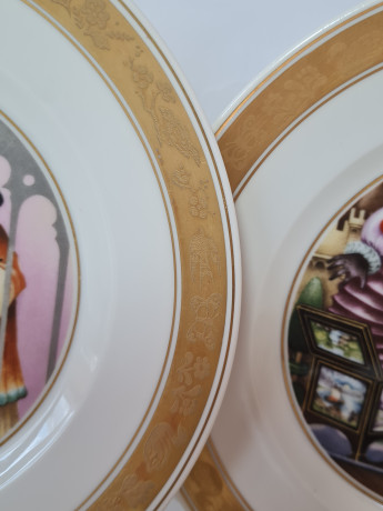 Декоративные тарелки винтажные The Hans Christian Andersen Plates, белый фарфор с изображением сцен из сказок , 4 шт х 19 x 2,5 см, Германия, 1960-70гг.