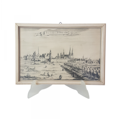 Картина винтажная &quot;Вид на Берлин&quot;, переплетная мастерская Альберт Вюрх Людвигсбург, 27,5 x 19 см, деревянная рама, Германия, 1950-60гг.