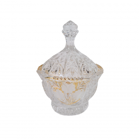 Конфетница винтажная с крышкой, с позолотой, хрусталь, 17 x 12,5 см, Германия, 1960-70гг.