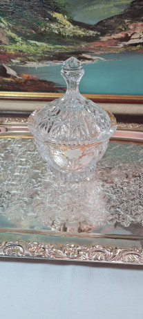 Конфетница винтажная с крышкой, с позолотой, хрусталь, 17 x 12,5 см, Германия, 1960-70гг.