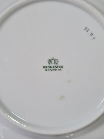 Чайное трио винтажное Kronester Bavaria, серебристо-белый фарфор, Германия, 1960-1970гг.