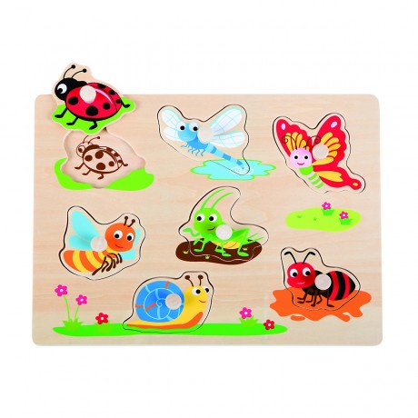 Lelin Holzspielzeug Holzpuzzle Insekten mit Knauf Деревянная игрушка деревянная головоломка насекомые с ручкой