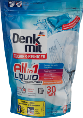 Denkmit geschirr reiniger all in liquid Все-в-одном  -таблетки для чистки стиральных машин, 30 шт
