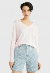 Tommy Hilfiger FLAG V-NECK Jumper pastel pink ФЛАГ V-ОБРАЗНЫЙ ВЫРЕЗ джемперы пастельно-розовый