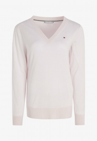 Tommy Hilfiger FLAG V-NECK  Jumper pastel pink ФЛАГ V-ОБРАЗНЫЙ ВЫРЕЗ джемперы пастельно-розовый
