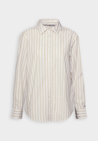 Tommy Hilfiger BANKER STP RELAXED Button-down blouse optic white/sandalwood BANKER STP RELAXED Блузка на пуговицах оптический белый/сандаловое дерево