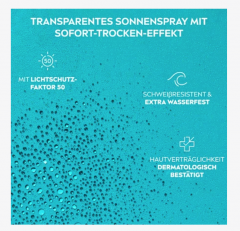 Nivea UV Dry Protect Sport Transparentes Spray LSF 50 UV Dry Protect Sport Прозрачный спрей SPF 50