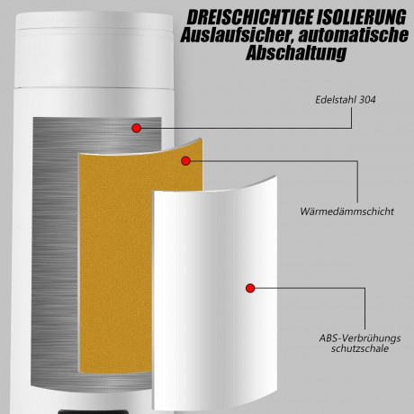 oyajia oyajia Reise-Wasserkocher 300W Reise-Elektrisch-Wasserkocher, 500 ml Tragbarer Mini-Heizbecher, 3 in 1 Mini-Thermobecher 304 Edelstahl-Liner, 230V Teekanne-Heizbecher Дорожный чайник oyajia Дорожный электрический чайник 300 Вт, портативная мини-на