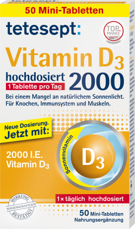 tetesept Vitamin D3 50 mini-tabletten 3 St., Тетесепт Витамин D3 2000 в таблетках, 50 шт х 3 упаковки