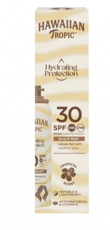 Hawaiian Tropic Hydrating Protection Scalp Hairline Mist LSF 30, Увлажняющий защитный спрей для кожи головы и линии роста волос SPF 30 с пантенолом (провитамин B5) и витамином E, тропический аромат, 60мл