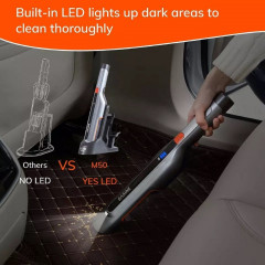 ILIFE ILIFE Akku-Handstaubsauger M50, 110,00 W, Beutellos, integrierte LED Beleuchtung, 3 versch. Aufsatze, 600g leicht  Беспроводной ручной пылесос ILIFE M50, 110,00 Вт, без мешка, встроенное светодиодное освещение, 3 разные насадки, лампа 600 г