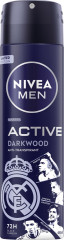 NIVEA MEN Active Darkwood Real Madrid Deo Spray, 150 ml, Нивеа Мужской дезодорант антиперспирант спрей, активированный уголь, 72ч защита, древесный аромат, 150 мл