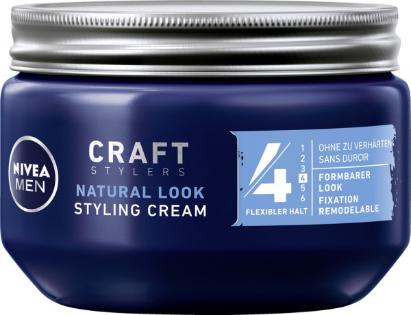 NIVEA MEN Natural Look Haar Styling Cream, 150 ml, Нивеа Мужской крем для укладки волос, пантенол и витамин B3, естественный вид, средняя фиксация, 150 мл