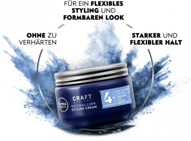 NIVEA MEN Natural Look Haar Styling Cream, 150 ml, Нивеа Мужской крем для укладки волос, пантенол и витамин B3, естественный вид, средняя фиксация, 150 мл