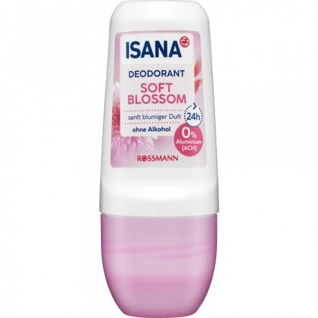 ISANA Deodorant Roll-on Soft Blossom 50ml, Изана Шариковый дезодорант, нежный цветочный аромат, 24ч защита, 0% алюминия, 50 мл