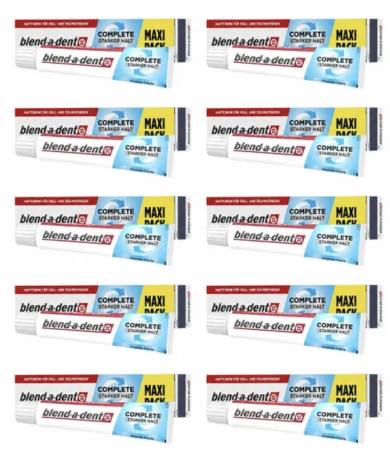 blend-a-dent Complete extra stark 10stk Сверхсильный крем для фиксации зубных протезов, 70 г x 10 упаковок 