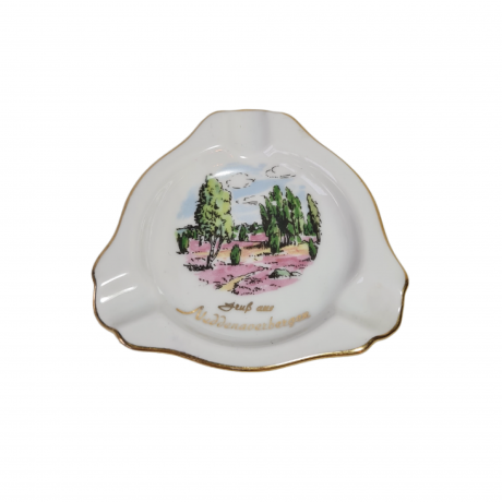 Пепельница винтажная Plankenhammer Floss Bavaria "Пейзаж в Нуддернбергене", фарфор, 8,5 x 1,5 см, Германия, 1960-70гг.