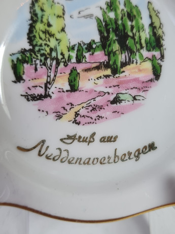 Пепельница винтажная Plankenhammer Floss Bavaria "Пейзаж в Нуддернбергене", фарфор, 8,5 x 1,5 см, Германия, 1960-70гг.