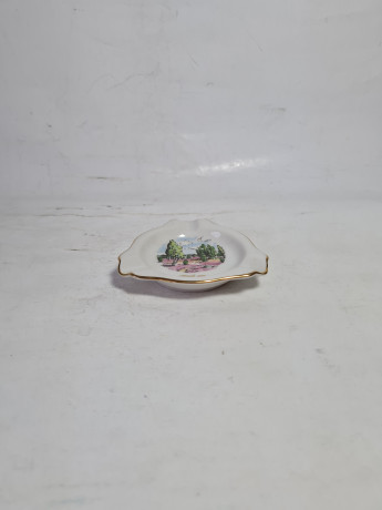 Пепельница винтажная Plankenhammer Floss Bavaria "Пейзаж в Нуддернбергене", фарфор, 8,5 x 1,5 см, Германия, 1960-70гг.