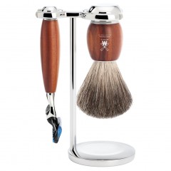 Muhle Vivo 3tlg Rasierset, Dachshaar, Pflaumenholz Vivo бритвенный набор из 3 предметов, шерсть барсука, дерево сливы