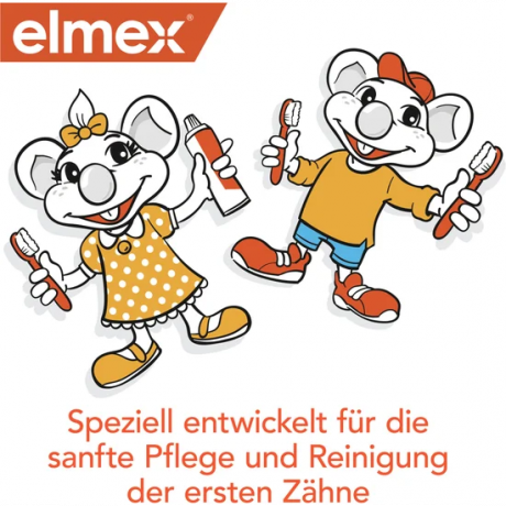elmex Zahnpflege-Erstausstattung 0-2 Jahre, Набор для первых зубов Baby: паста 50 мл, две обучающие щётки и стаканчик, 0–2 года