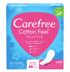 Carefree Slipeinlage Cotton Feel Normal 56 St, Прокладки ежедневные Cotton Normal 56 шт, 2 упаковки (112 шт)