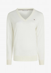Tommy Hilfiger FLAG V-NECK Jumper weathered white ФЛАГ V-ОБРАЗНЫЙ ВЫРЕЗ джемперы выветрившийся белый