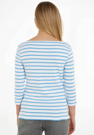 Tommy Hilfiger SLIM CODY STP B-NK 3/4SLV Long sleeved top bleu SLIM CODY STP B-NK 3/4SLV Топ с длинными рукавами синий