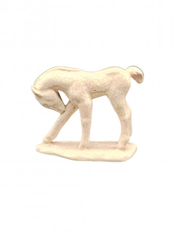 Статуэтка винтажная "Лошадь" среднего размера, в стиле майолика, кракелюр, фарфор, 15 см, Италия, 1970-80гг.